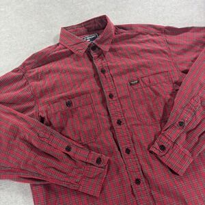 Polo Sport Ralph Lauren Mens Medium Red Black Plaid Button Down Shirt Cotton